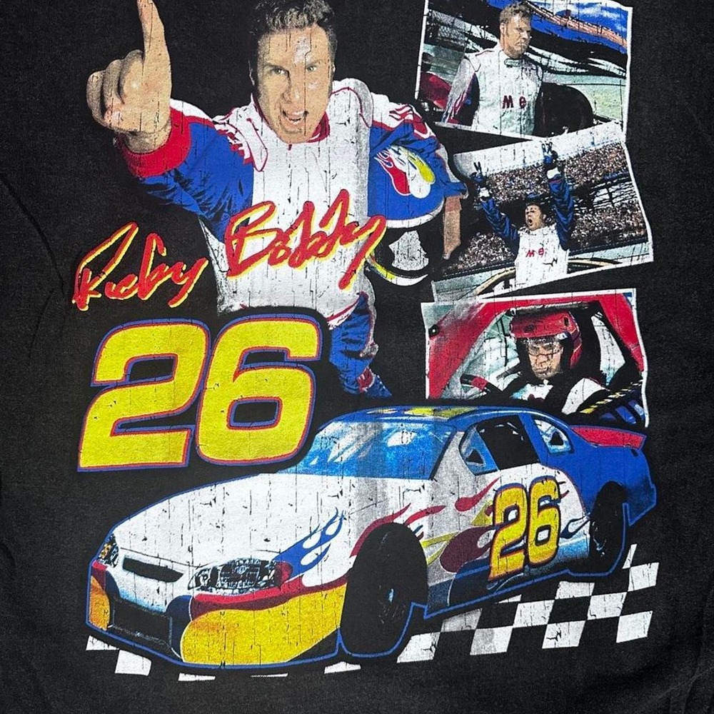 Talladega Nights Ricky Bobby Graphic T-Shirt Mens Medium Black Movie Tee 26 Car